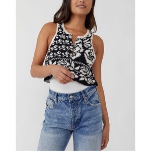 NWT Free People Rosie Vest / Black + White Combo